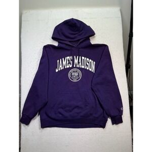 Vintage James Madison University Champion Hoodie Men's‎ L Purple 90s Eco Fleece
